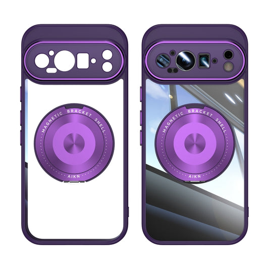 For Google Pixel 9 360 Holder Magsafe Acrylic Hybrid TPU Phone Case(Purple) by buy2fix