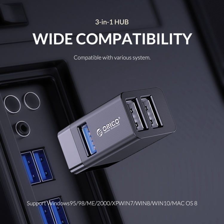 ORICO MINI-U32 3 in 1 USB Interface ABS Plastic Mini HUB Adapter(Black) by ORICO