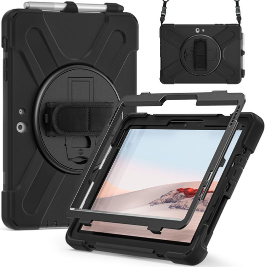 For Microsoft Surface Go 4 / 3 / 2 / 1 Shockproof Colorful Silicone + PC Protective Case with Holder & Shoulder Strap & Hand Strap & Pen Slot(Black) - Others by buy2fix | Online Shopping UK | buy2fix