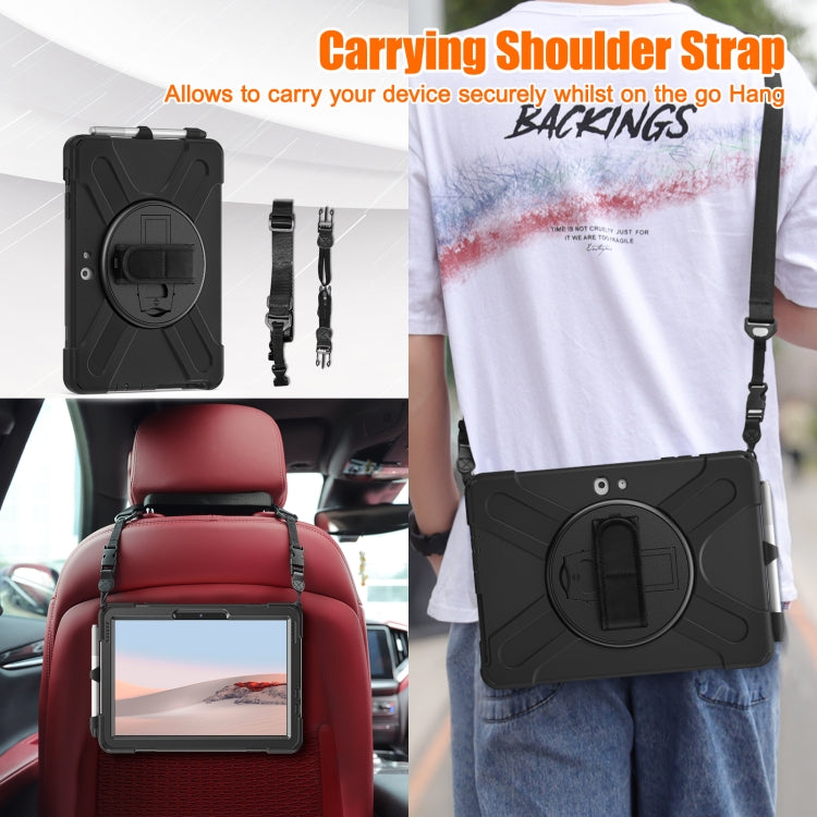 For Microsoft Surface Go 4 / 3 / 2 / 1 Shockproof Colorful Silicone + PC Protective Case with Holder & Shoulder Strap & Hand Strap & Pen Slot(Black) - Others by buy2fix | Online Shopping UK | buy2fix
