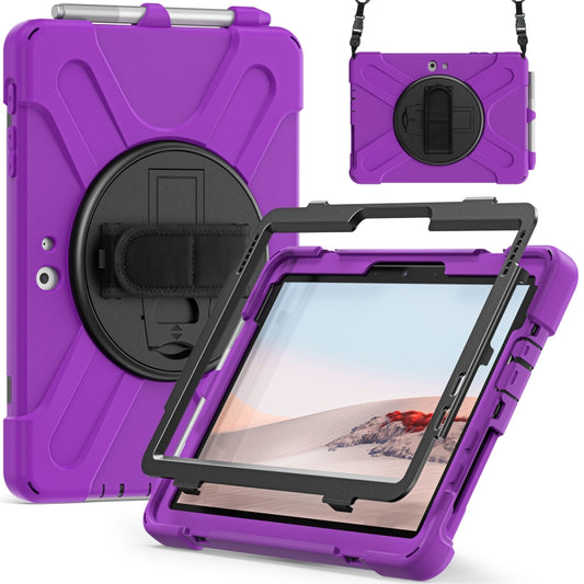For Microsoft Surface Go 4 / 3 / 2 / 1 Shockproof Colorful Silicone + PC Protective Case with Holder & Shoulder Strap & Hand Strap & Pen Slot(Purple) - Others by buy2fix | Online Shopping UK | buy2fix