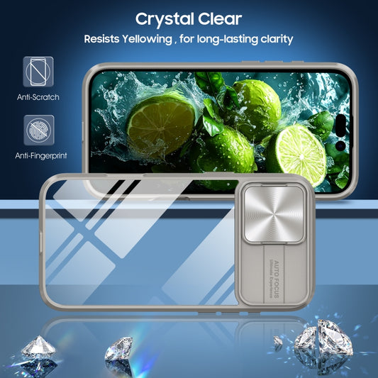 For iPhone 16 Sliding Camshield Acrylic Hybrid TPU Phone Case(Grey) by buy2fix