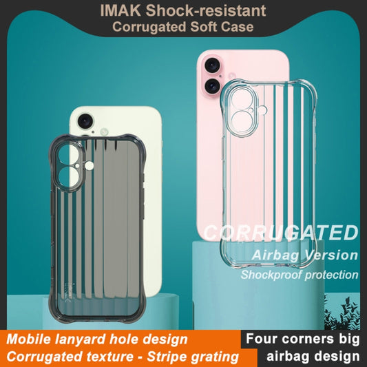 For iPhone 16 IMAK Corrugated Texture Airbag TPU Phone Case(Transparent) by imak