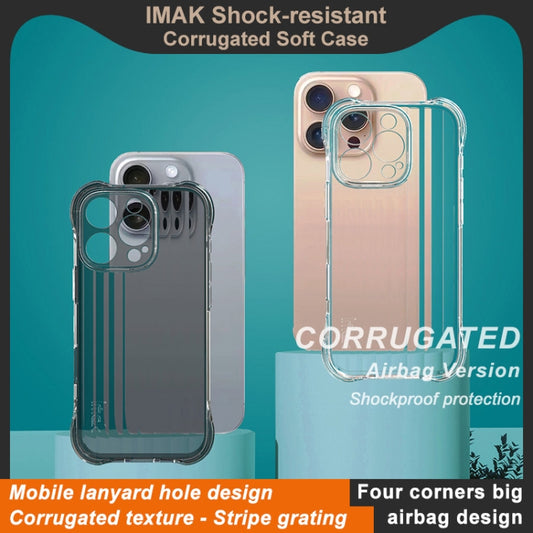 For iPhone 16 Pro Max IMAK Corrugated Texture Airbag TPU Phone Case(Transparent Black) by imak