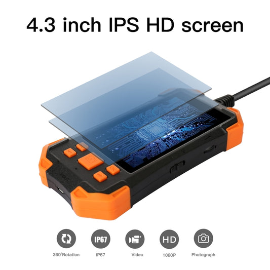 T20 4.3 inch IPS Screen 8mm Single Camera IP67 Waterproof Hard Cable Digital Endoscope, Length:5m(Black Orange) by buy2fix