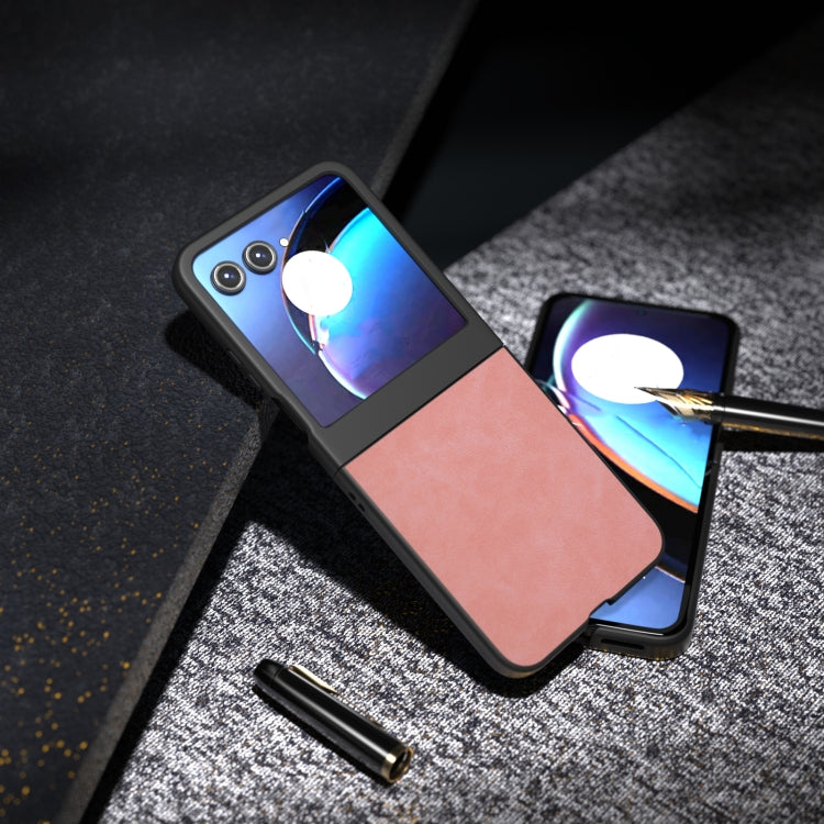 For Motorola Razr 50 PU Leather Frosted Phone Case(Pink) by buy2fix