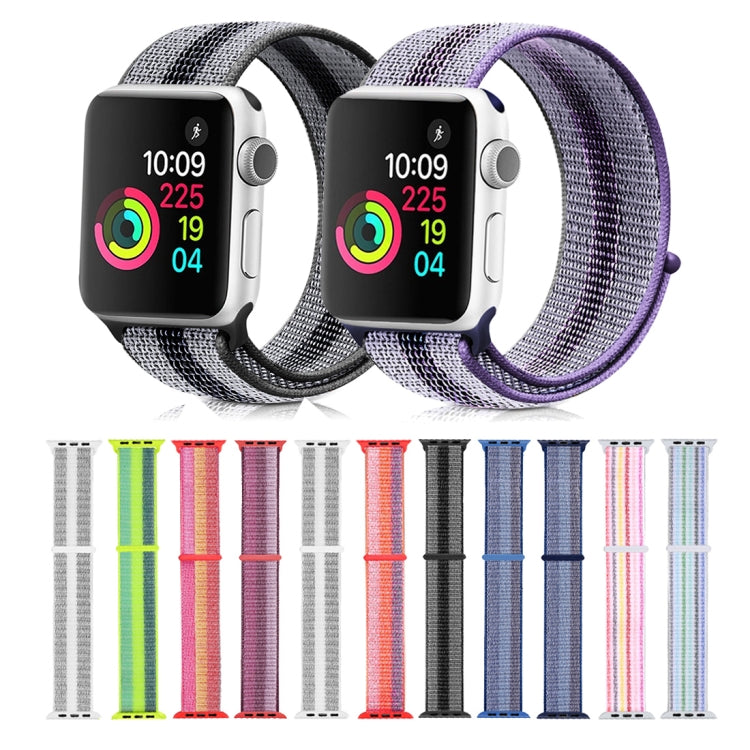 Nylon Loop Watch Band For Apple Watch Ultra 49mm&Watch Ultra 2 49mm / Series 9&8&7 45mm / SE 3&SE 2&6&SE&5&4 44mm / 3&2&1 42mm (Striped Black) by buy2fix