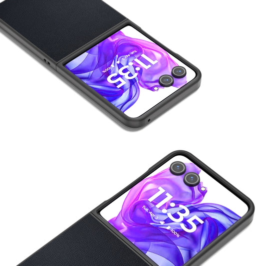 For Motorola Razr 50 Ultra ABEEL Genuine Leather Elegant Phone Case(Blue) by buy2fix