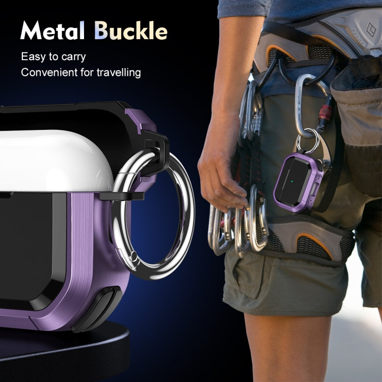 For AirPods Pro / Pro 2 Armor TPU + PC Earbuds Box Protective Case with Metal Buckle(Black) by buy2fix