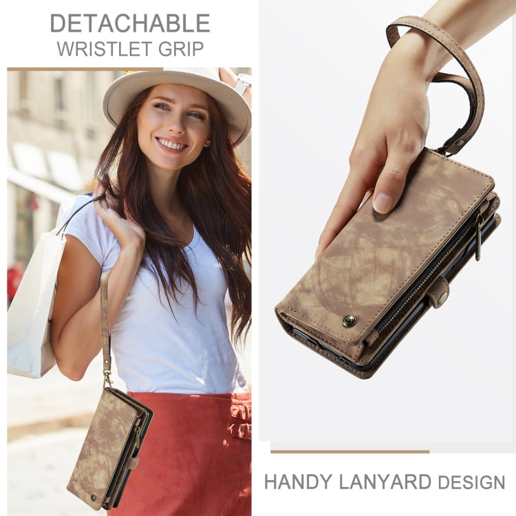 For Samsung Galaxy Z Fold6 5G CaseMe 008 Multifunctional Zipper Wallet Leather Phone Case with Lanyard(Brown) by CaseMe