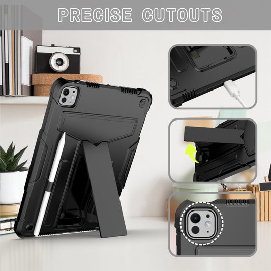 For iPad Pro 11 2025 / 2024 T Holder Robot Silicone Hybrid PC Tablet Case(Black) by buy2fix