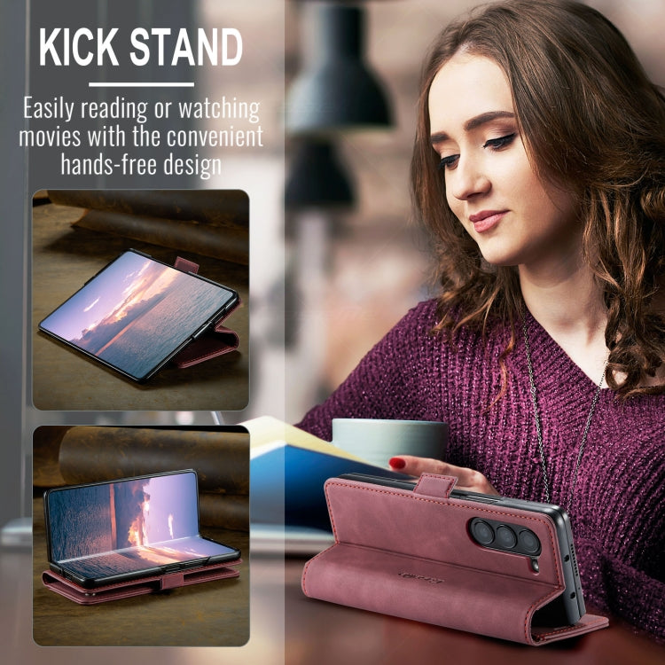 For Samsung Galaxy Z Fold6 5G CaseMe 013 Multifunctional Horizontal Flip Leather Phone Case(Wine Red) by CaseMe