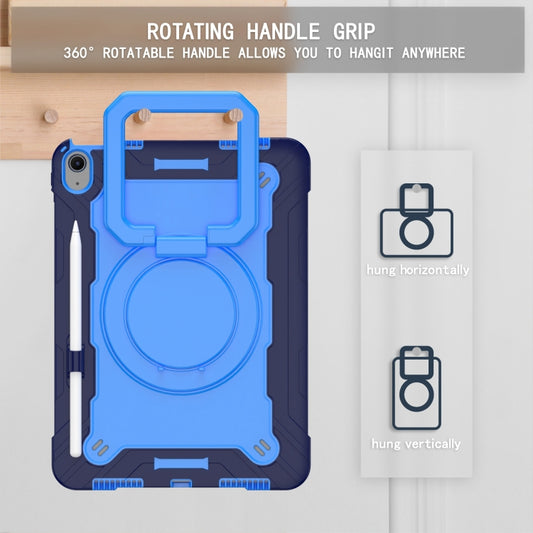 For iPad Air 11 2025 / 2024 Handle Grip Holder Silicone Hybrid PC Tablet Case with Strap(Navy Blue Blue) by buy2fix