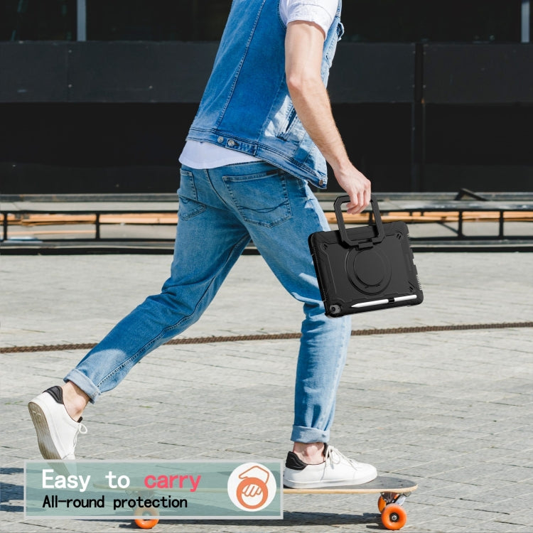 For iPad Air 11 2025 / 2024 Handle Grip Holder Silicone Hybrid PC Tablet Case with Strap(Black) by buy2fix