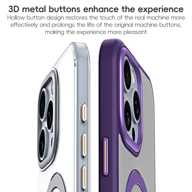 For iPhone 16 MagSafe Airbag Shockproof Frosted Phone Case with Fold Holder(Silver) by buy2fix