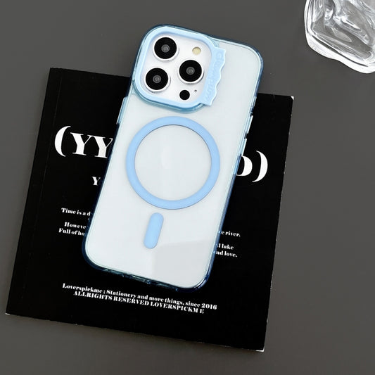 For iPhone 14 Pro MagSafe Colorful Wavy Circle PC Hybrid TPU Phone Case(Blue) by buy2fix