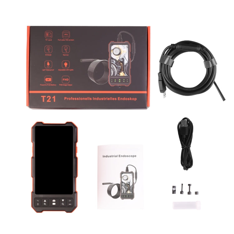 T21 4.5 inch IPS Color Screen 7.9mm Triple Camera Split Hard Cable Industrial Endoscope, Length:1m(Black Red) by buy2fix