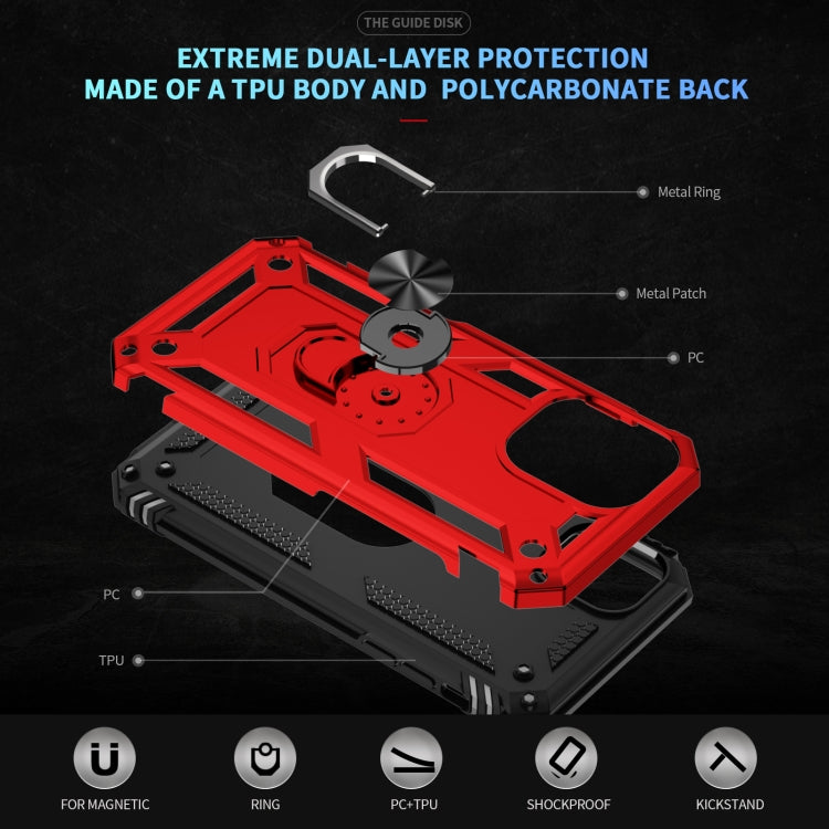 For iPhone 16 Shockproof TPU Hybrid PC Phone Case with Holder(Red) by buy2fix