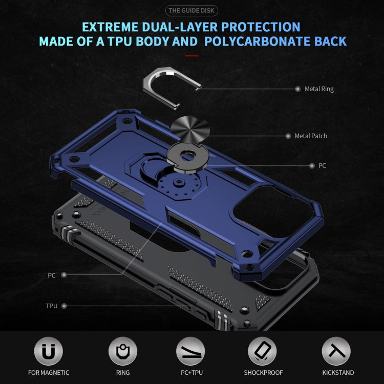 For iPhone 16 Pro Max Shockproof TPU Hybrid PC Phone Case with Holder(Blue) by buy2fix