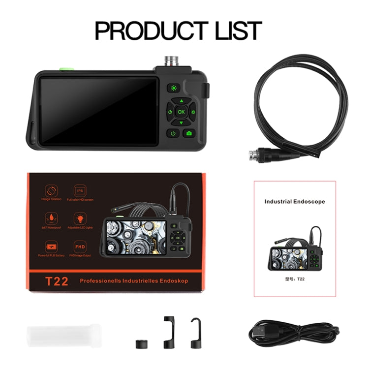 T22 4.5 inch IPS Color Screen 7.9mm Triple Camera Hard Cable Industrial Endoscope, Length:3.5m(Black) by buy2fix