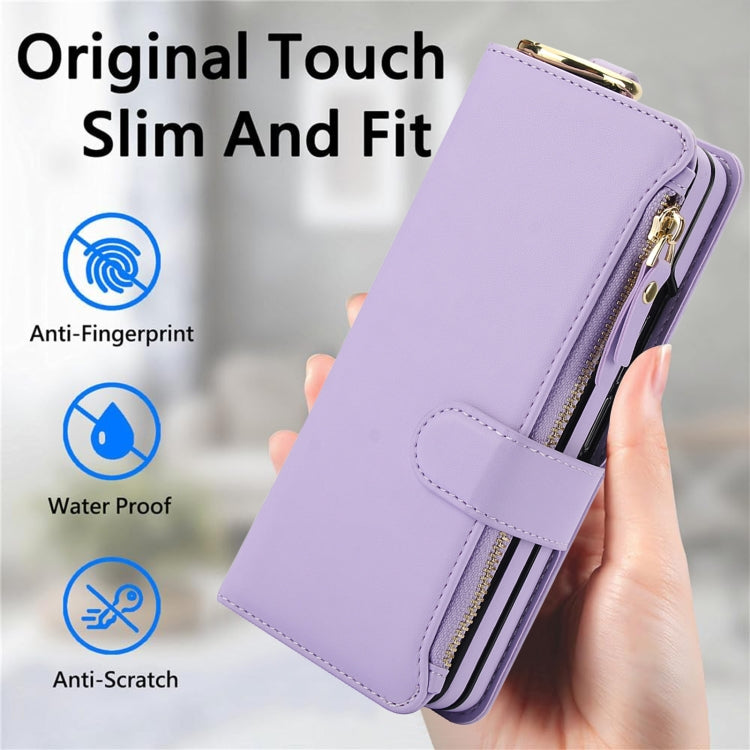 For Samsung Galaxy Z Fold6 Crossbody Ring Multifunctional Wallet Fold Leather Phone Case(Purple) - Galaxy Z Fold6 5G Cases by buy2fix | Online Shopping UK | buy2fix