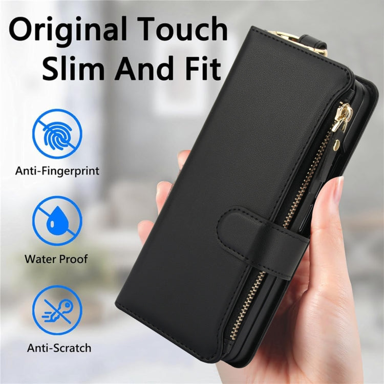 For Samsung Galaxy Z Fold3 5G Crossbody Ring Multifunctional Wallet Fold Leather Phone Case(Black) - Galaxy Phone Cases by buy2fix | Online Shopping UK | buy2fix