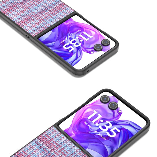 For Motorola Razr 50 Ultra Black Frame Color Lattice Texture PU Phone Case(Purple) by buy2fix