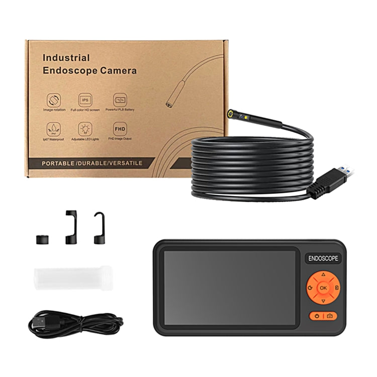 T29 5 inch IPS Screen 7.9mm Triple Lens IP67 Waterproof Industrial Endoscope With Bracket, Length:5m by buy2fix