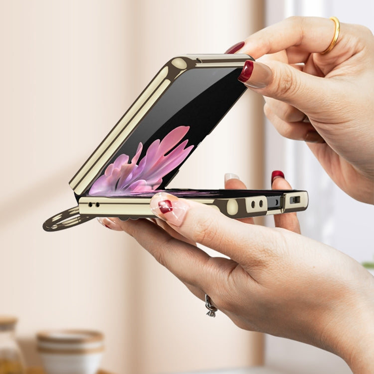 For Samsung Galaxy Z Flip6 / Flip7 FE GKK Integrated Plating Weave Texture Phone Case with Ring Holder(Blue) by GKK