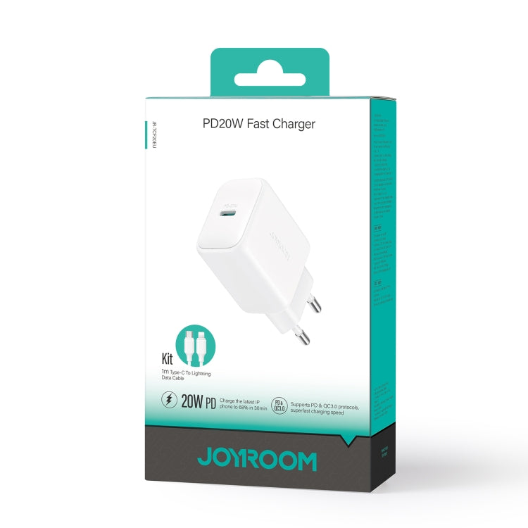 JOYROOM JR-TCF20 PD20W Type-C Port Charger Kit with Type-C to 8 Pin Cable, Plug:EU Plug(White) by JOYROOM
