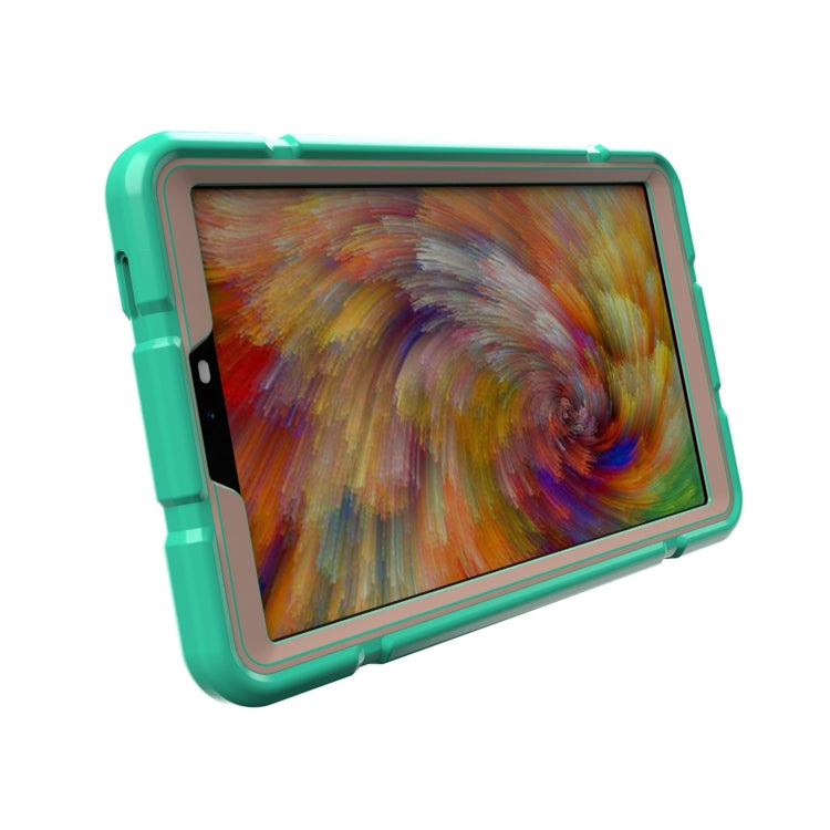 For Samsung Galaxy Tab A9 Armor Holder Silicone Hybrid PC Tablet Case(Mint Green Gold) - Galaxy Tab A9 by buy2fix | Online Shopping UK | buy2fix