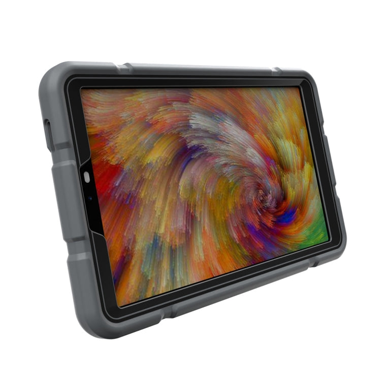 For Samsung Galaxy Tab A9+ Armor Holder Silicone Hybrid PC Tablet Case(Grey Black) - Galaxy Tab A9+ by buy2fix | Online Shopping UK | buy2fix