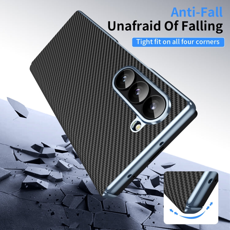 For Samsung Galaxy Z Fold6 5G Electroplated Carbon Fiber Pattern Folding Phone Case with Hinge(Black) - Galaxy Z Fold6 5G Cases by buy2fix | Online Shopping UK | buy2fix