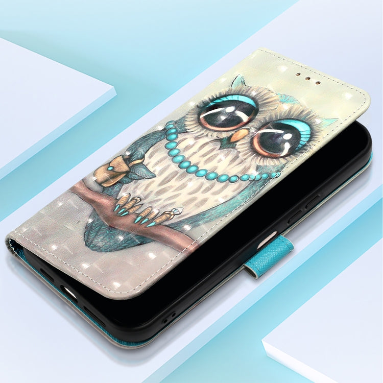 For Samsung Galaxy S25 5G 3D Painting Horizontal Flip Leather Phone Case(Grey Owl) by buy2fix