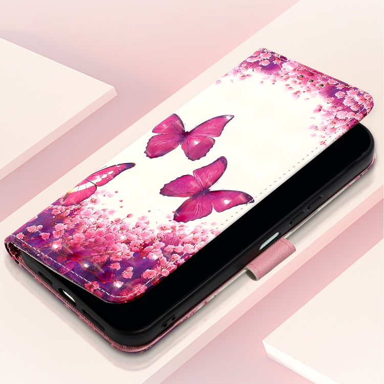 For Samsung Galaxy S25+ 5G 3D Painting Horizontal Flip Leather Phone Case(Rose Butterfly) by buy2fix