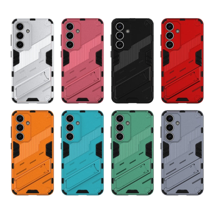 For Samsung Galaxy S25 5G Punk Armor 2 in 1 PC + TPU Shockproof Phone Case with Invisible Holder(Green) by buy2fix