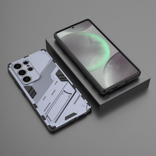 For Samsung Galaxy S25 Ultra 5G Punk Armor 2 in 1 PC + TPU Shockproof Phone Case with Invisible Holder(Grey) by buy2fix