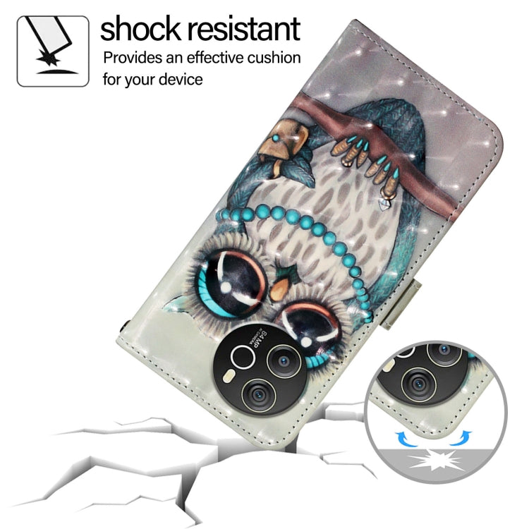 For Blackview Shark 8 3D Painting Horizontal Flip Leather Phone Case(Grey Owl) by buy2fix