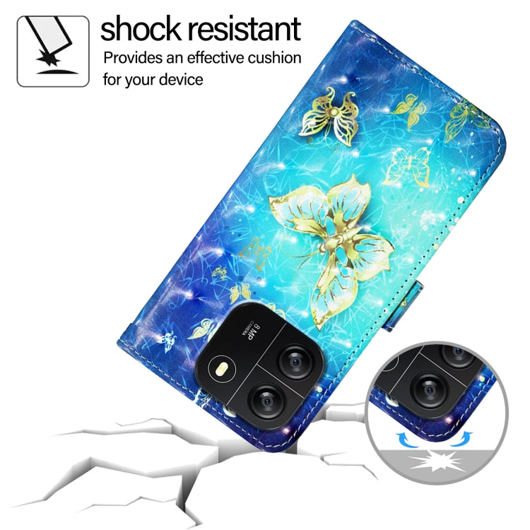 For Blackview Wave 6C 3D Painting Horizontal Flip Leather Phone Case(Golden Butterfly) by buy2fix