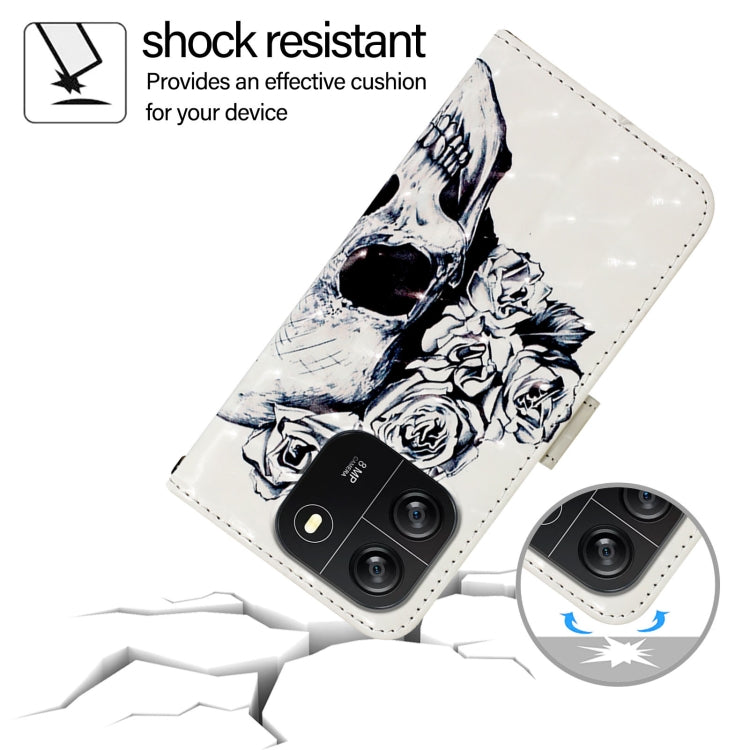 For Blackview Wave 6C 3D Painting Horizontal Flip Leather Phone Case(Skull) by buy2fix