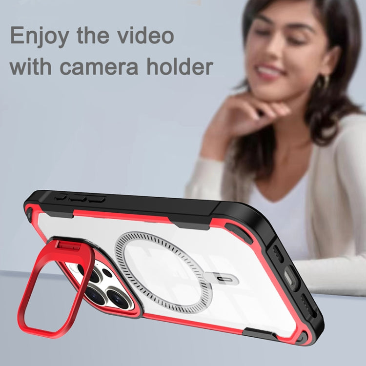 For iPhone 15 Plus Transparent Acrylic MagSafe Lens Holder Phone Case(Orange) by buy2fix