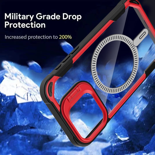 For iPhone 15 Transparent Acrylic MagSafe Lens Holder Phone Case(Navy) by buy2fix
