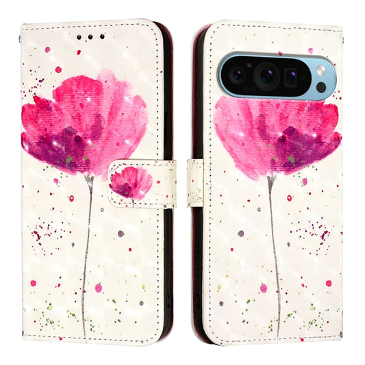 For Google Pixel 9 Pro XL 3D Painting Horizontal Flip Leather Phone Case(Flower) by buy2fix