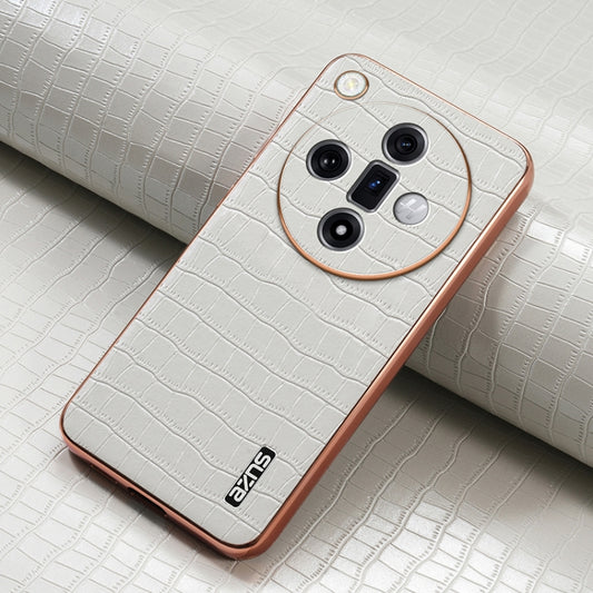 For OPPO Find X7 AZNS Electroplated Frame Crocodile Texture Full Coverage Phone Case(White) by AZNS
