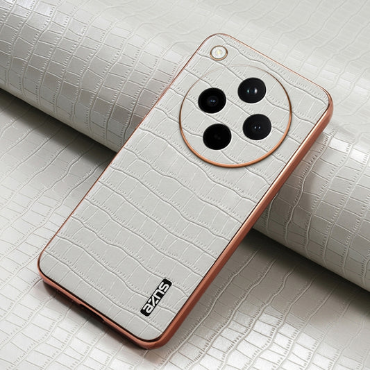 For OPPO Find X8 AZNS Electroplated Frame Crocodile Texture Full Coverage Phone Case(White) by AZNS