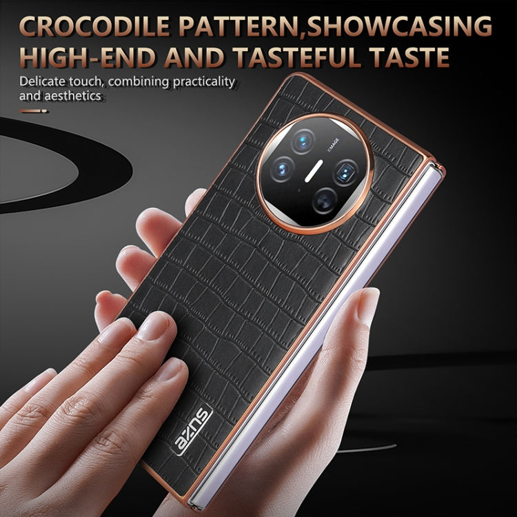 For Huawei Mate X3 / X5 AZNS Electroplated Frame Crocodile Texture Full Coverage Phone Case(Black) by AZNS