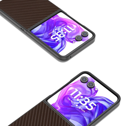 For Motorola Razr 50 Ultra Carbon Fiber Texture Protective Phone Case(Dark Brown) by buy2fix