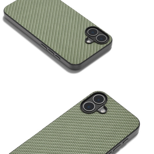 For iPhone 16 Carbon Fiber Texture Protective Phone Case(Green) by buy2fix