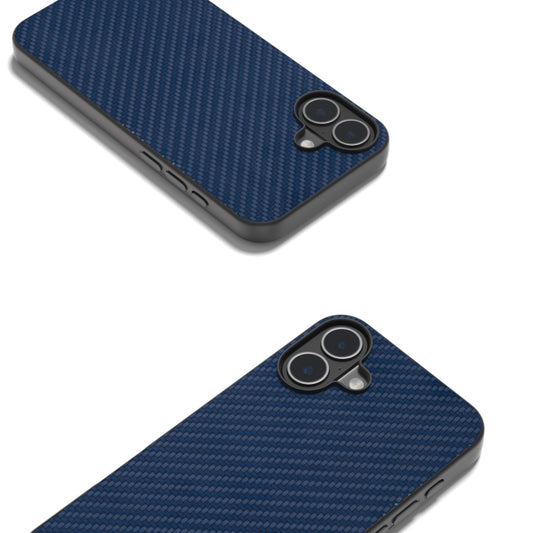 For iPhone 16 Plus Carbon Fiber Texture Protective Phone Case(Dark Blue) by buy2fix