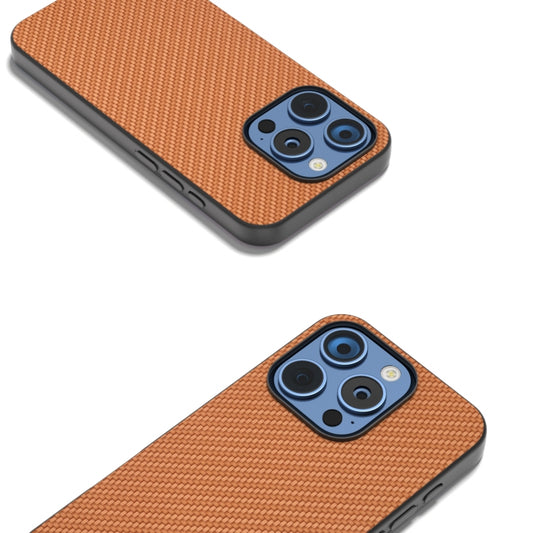 For iPhone 16 Pro Carbon Fiber Texture Protective Phone Case(Light Brown) by buy2fix